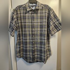 Tommy Hilfiger Navy, Green and Yellow Checkered Shirt - Medium
